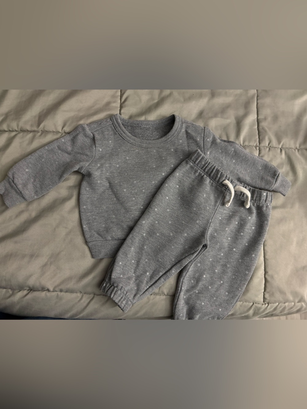 Carter's Gray Polka Dot Sweatshirt & Joggers Set